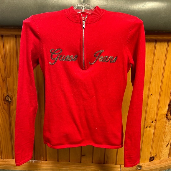 GUESS Women’s Zip Red Sweater - Picture 1 of 4